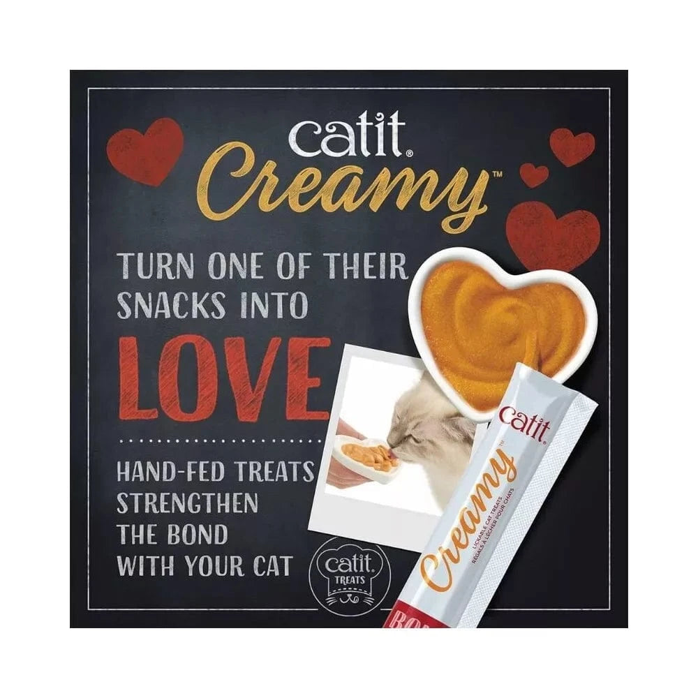 Catit Creamy kreminis skanėstas katėms su lašiša ir krevetėmis, 4x10 g