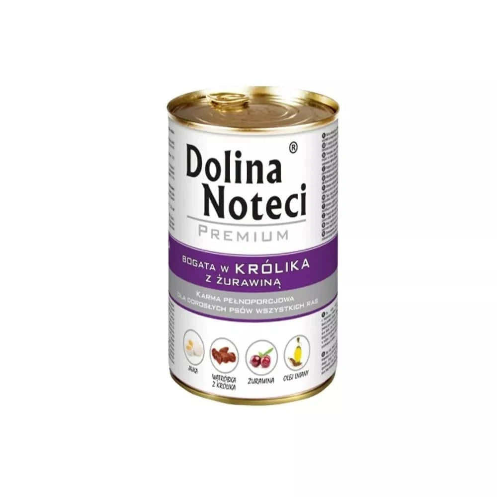 Konservai šunims su triušiena ir spanguolėmis Dolina Noteci Premium 400 g