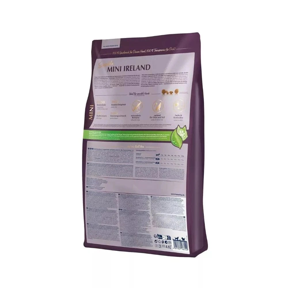 Happy Dog Mini Ireland visavertis pašaras mažų veislių suaugusiems šunims su triušiena ir lašiša, 300 g