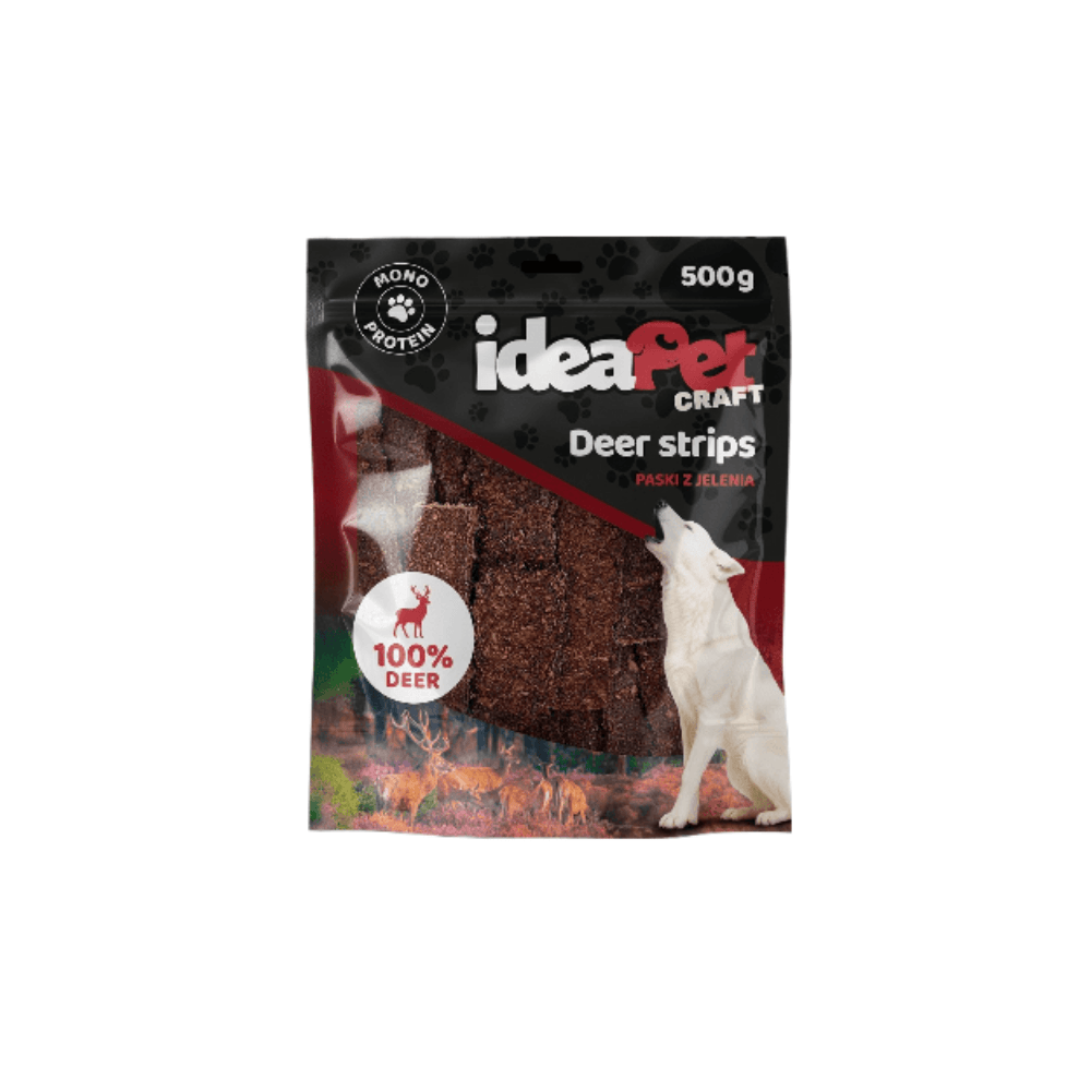 Skanėstas šunims 100% elnienos juostelės, 500 g