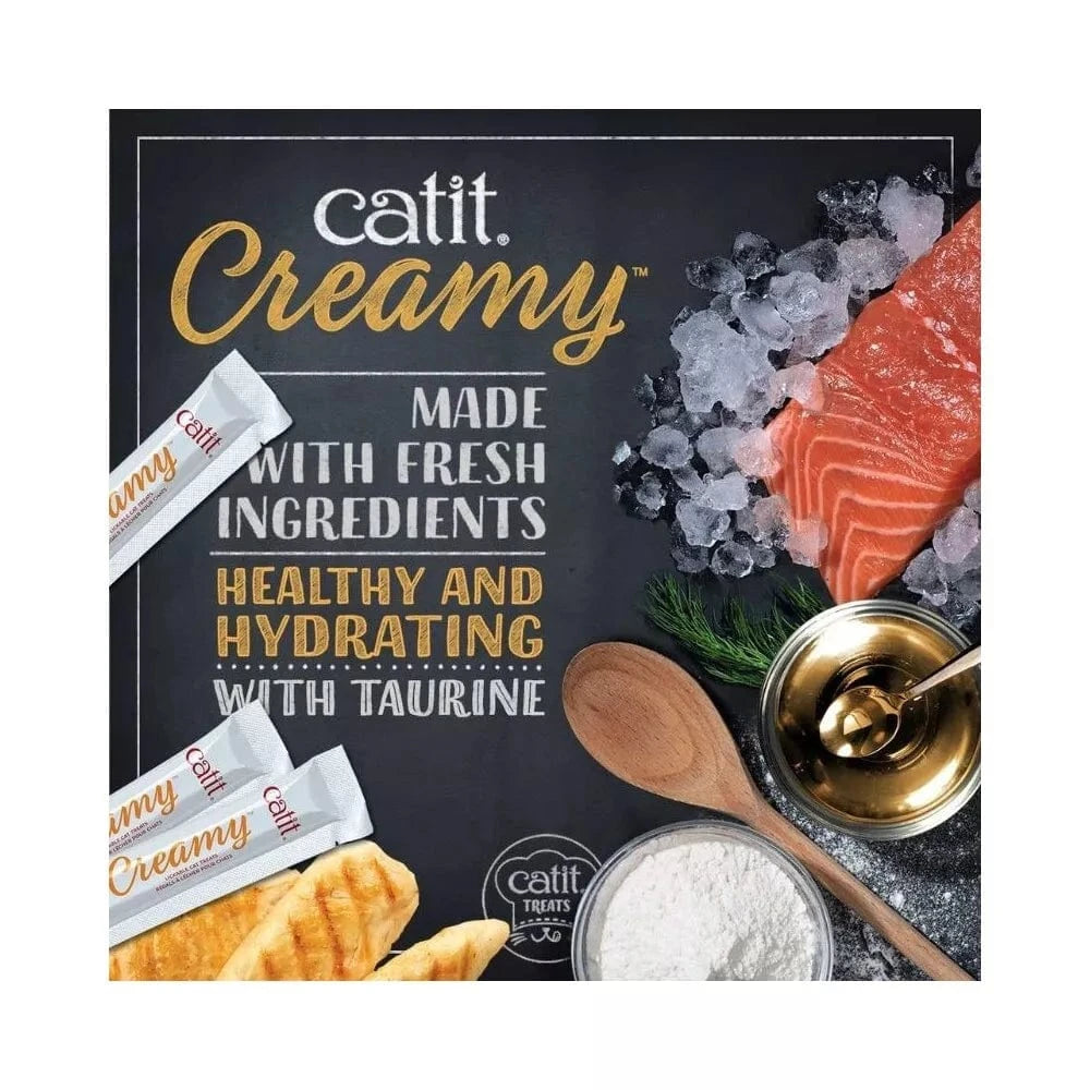 Catit Creamy kreminis skanėstas katėms su lašiša ir krevetėmis, 4x10 g