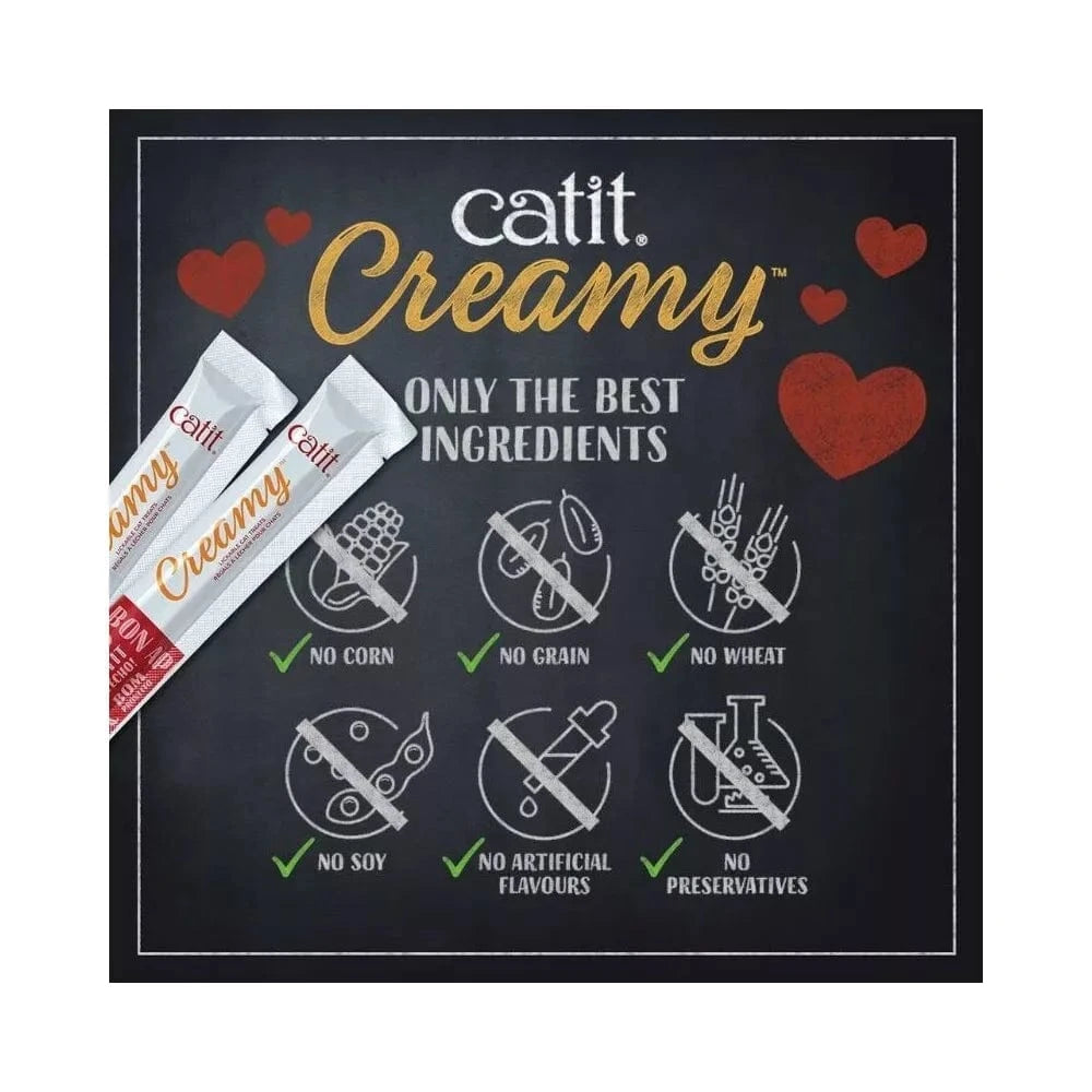 Catit Creamy kreminis skanėstas katėms su lašiša ir krevetėmis, 4x10 g