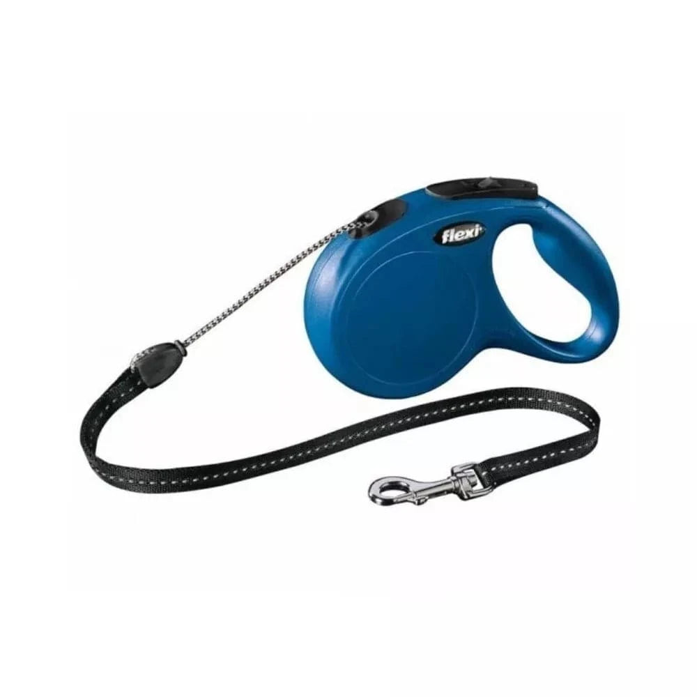 Flexi New Classic M automatinis pavadys mėlynas, 5 m, virvutė