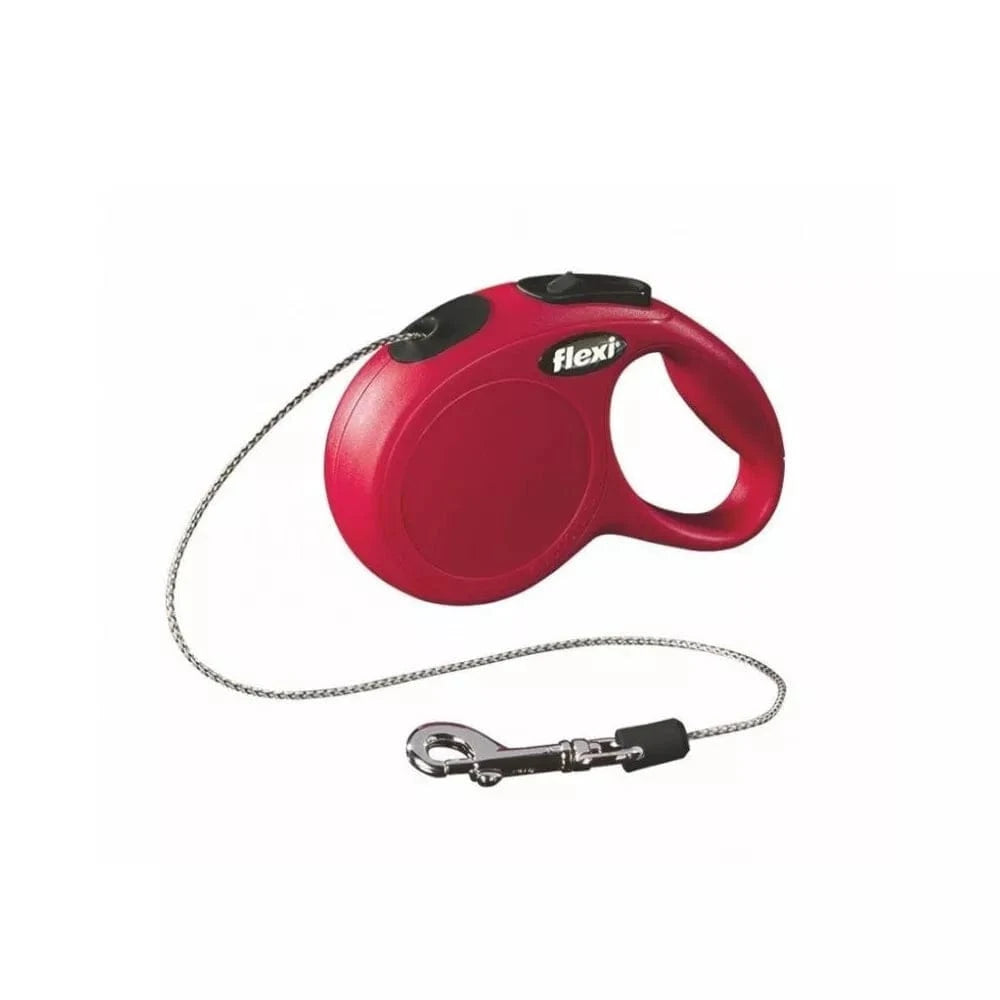 Flexi New Classic XS automatinis pavadys raudonas, 3 m, virvutė