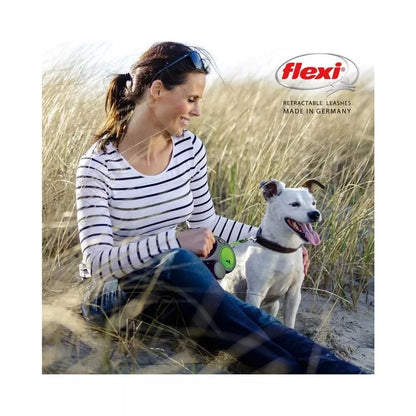 Flexi New Neon M automatinis pavadys, 5 m, juostelė, žalias