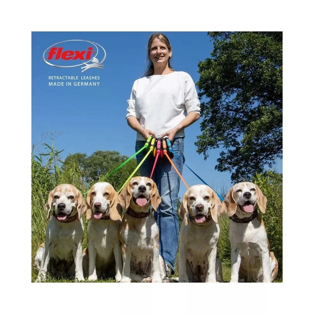 Flexi New Neon M automatinis pavadys, 5 m, juostelė, žalias