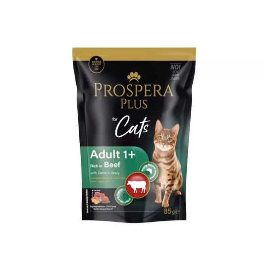 Guliašas suaugusioms katėms Prospera su jautiena ir morkomis, 85 g