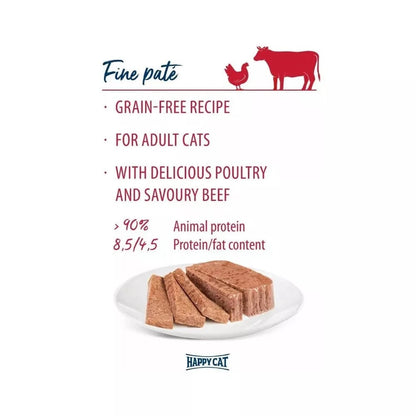 Happy Cat Duo konservai katėms su paukštiena ir jautiena, 100 g