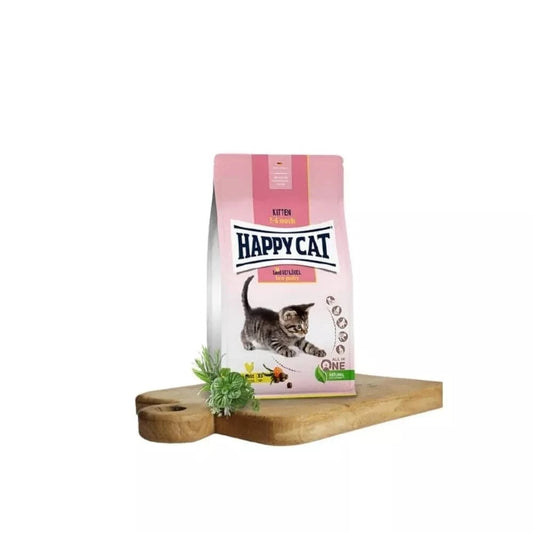 Happy Cat visavertis pašaras jaunoms katėms su paukštiena Kitten LandGeflugel, 300 g