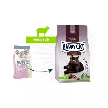 Happy Cat visavertis pašaras sterilizuotoms katėms su ėriena Sterilised WeideLamm, 300 g