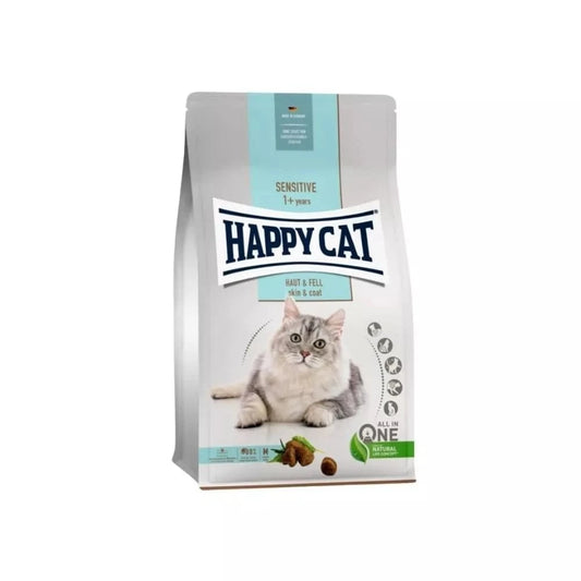 Happy Cat visavertis pašaras suaugusioms katėms puoselėjantis odą ir kailį Sensitive Haut&Skin, 300 g