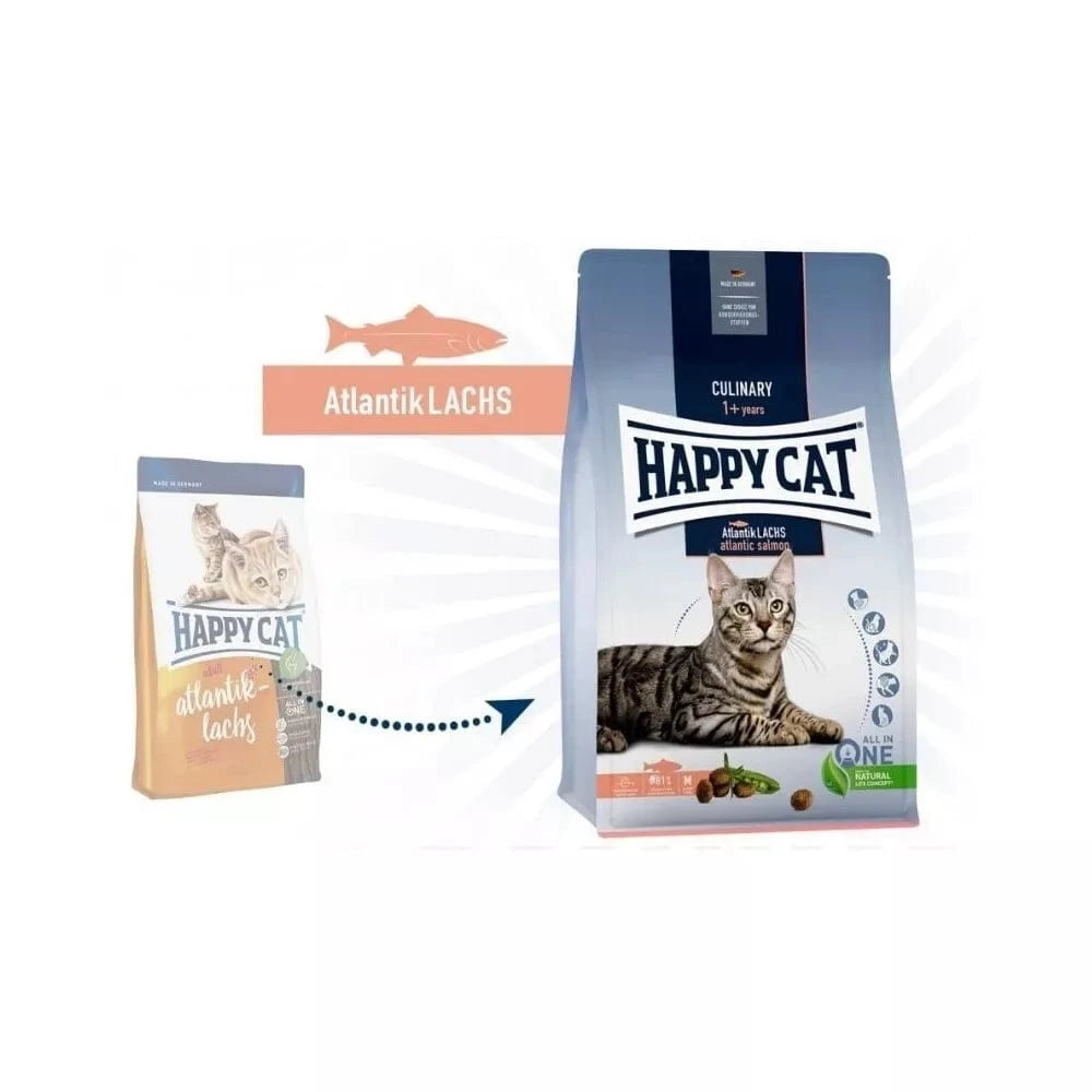 Happy Cat visavertis pašaras suaugusioms katėms su lašiša Culinary AtlantikLachs, 300 g