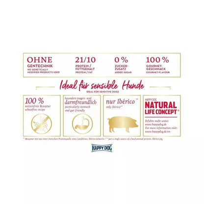Happy Dog Andalucia visavertis pašaras suaugusiems šunims su Iberijos kiauliena ir ryžiais, 1 kg