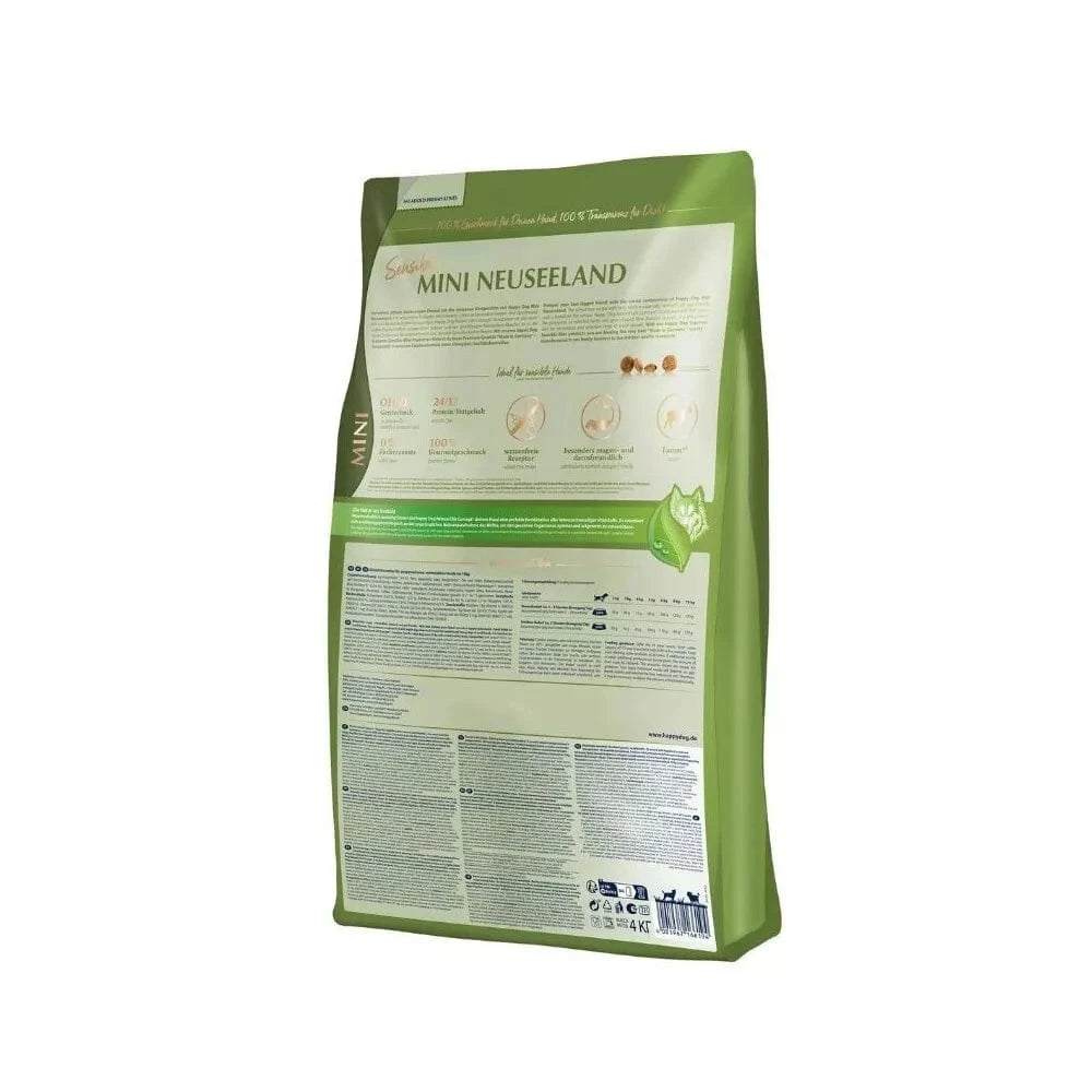 Happy Dog Mini Neuseeland visavertis pašaras mažų veislių suaugusiems šunims su ėriena ir ryžiais, 300 g