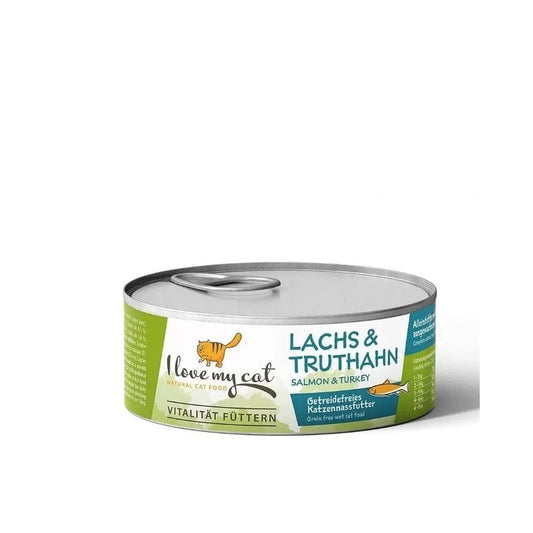 Konservai katėms su lašiša ir kalakutiena I Love My Cat, 100 g