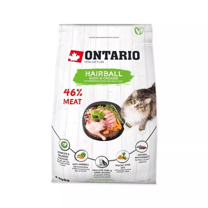 Ontario visavertis pašaras suaugusioms katėms Cat Hairball, 0,4 kg