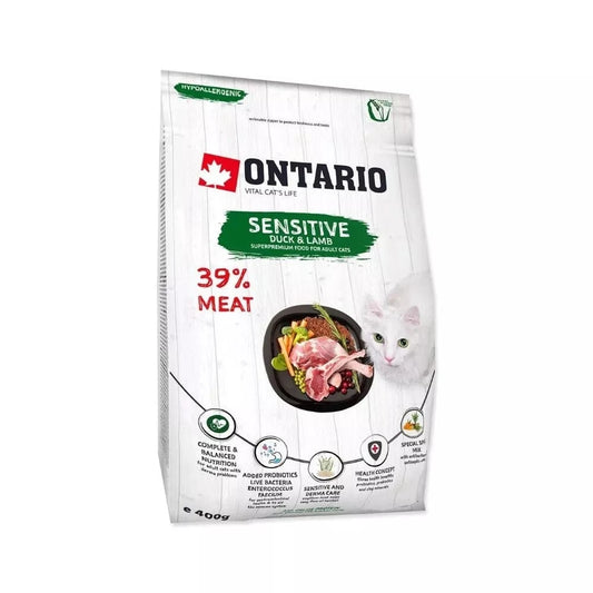 Ontario visavertis pašaras suaugusioms katėms Cat Sensitive, 0,4 kg