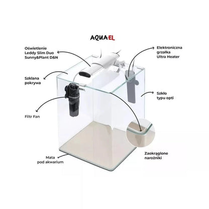 Opti Bent 20 akvariumas stačiakampis, baltas, 25x25x30 cm, 19 l