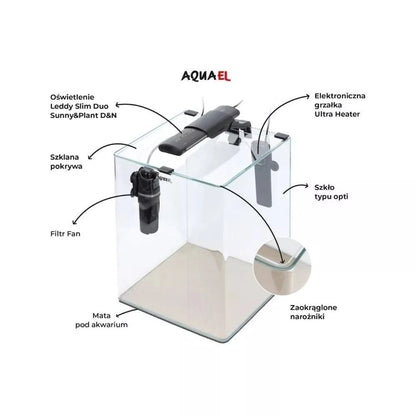 Opti Bent 20 akvariumas stačiakampis, juodas, 25x25x30 cm, 19 l