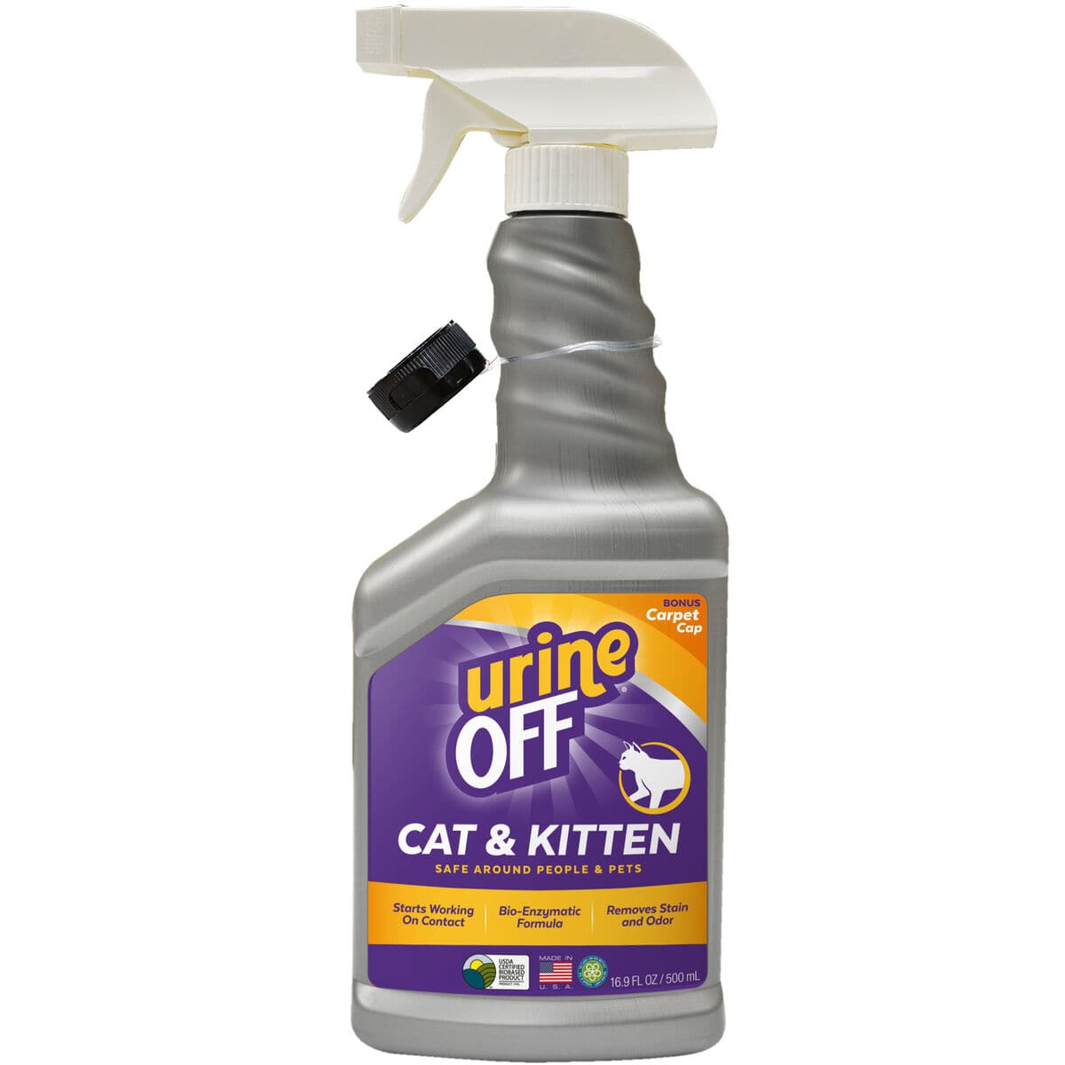Urine Off Cat & Kitten 500 ml – šlapimo kvapo ir dėmių valiklis katėms efektyvus kvapų neutralizatorius