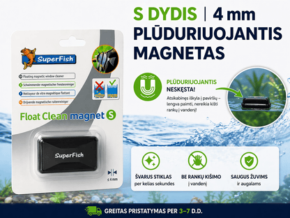 Akvariumo stiklo valymo magnetas su plūduriavimu (Float Clean) – be rankų kišimo į vandenį