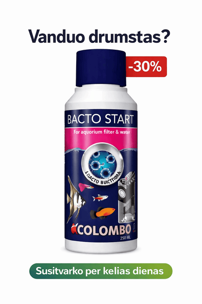 Bacto Start – bakterijos akvariumui (250 ml) bakterijos drumstam vandeniui
✔ sprendžia priežastį