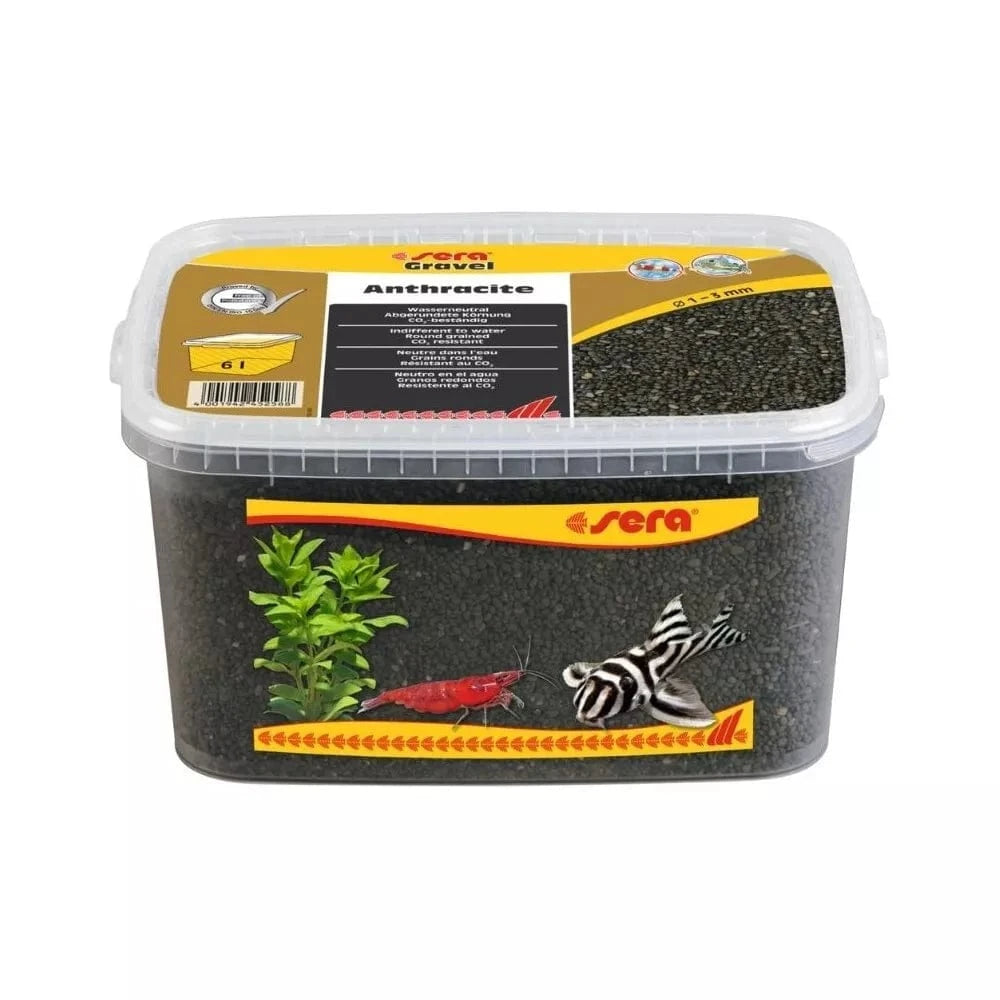 Sera gruntas akvariumui, antracito pilka, 1-3 mm, 6 l