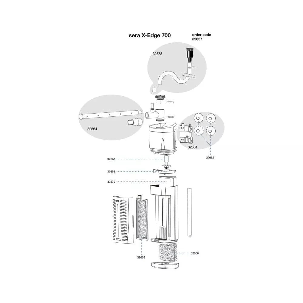 Sera vidinis kampinis filtras X-Edge 700, 700 l/h, 8,5 W