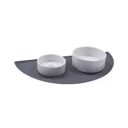 Silikoninis padėklas dubenėliams Luna, 49x24 cm, pilkas