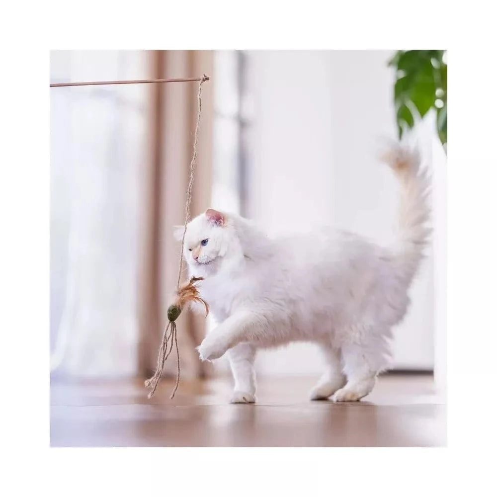 Žaislas katėms meškerė su kamuoliuku