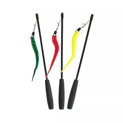 Žaislas katėms meškerė su pliušiniu kirminu, 41+45 cm