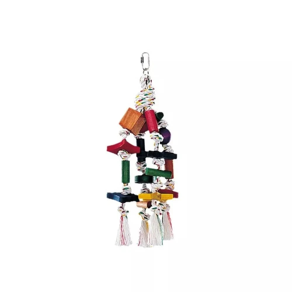 Žaislas paukščiams virvė su 16 blokelių, 30 cm