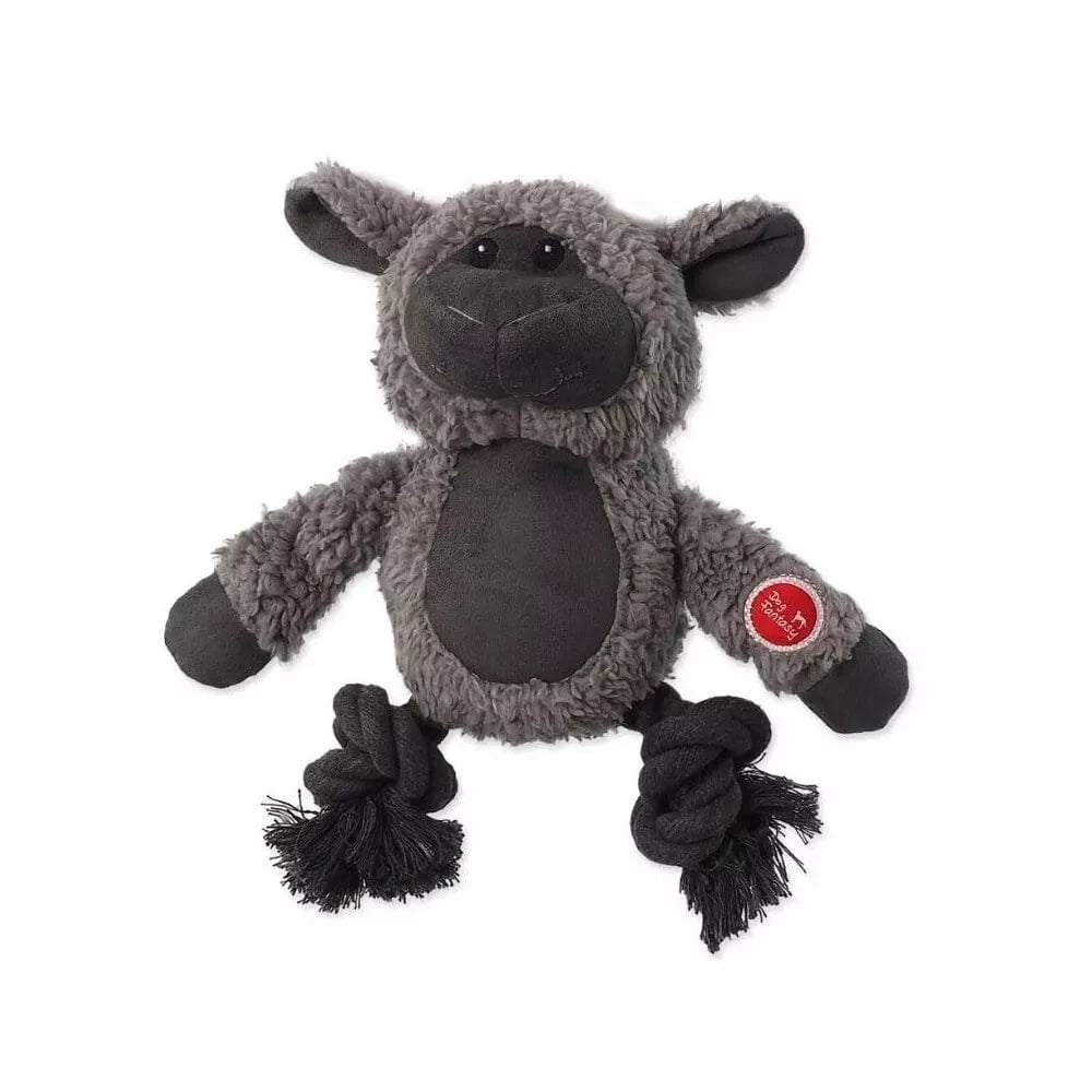 Žaislas šunims pliušinis ėriukas su virvėmis