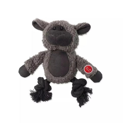 Žaislas šunims pliušinis ėriukas su virvėmis